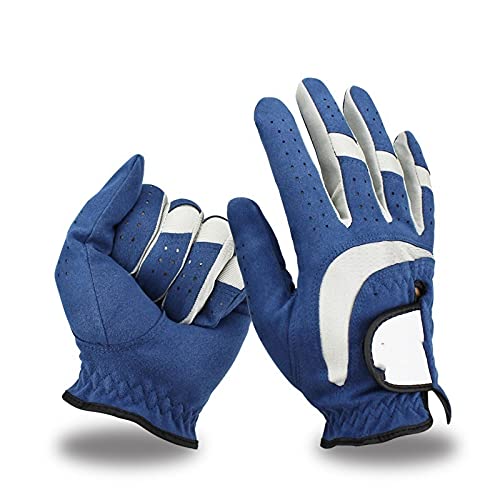 PACUM Golf Handschuh,Golf Gloves 1 Pair Mens Golfhandschuh Atmungsaktiv Blauer Micro-weicher Stoff Links rechts LH RH. Hand rutschfeste Handschuhe für Männer (Color : 1 Pair, Size : 23 Medium) von PACUM