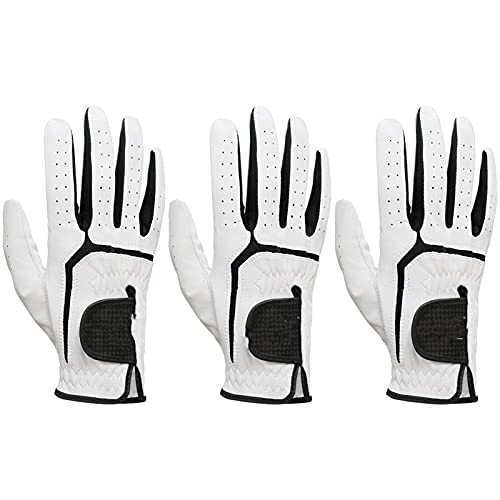 PACUM Golf Handschuh,Golf Gloves 3 stücke Mens Golfhandschuh Weiche Leder Komfortable Linke rechte Hand rutschfeste Golfhandschuhe für Männer (Color : Worn On Right Hand, Size : 26 X-Large) von PACUM