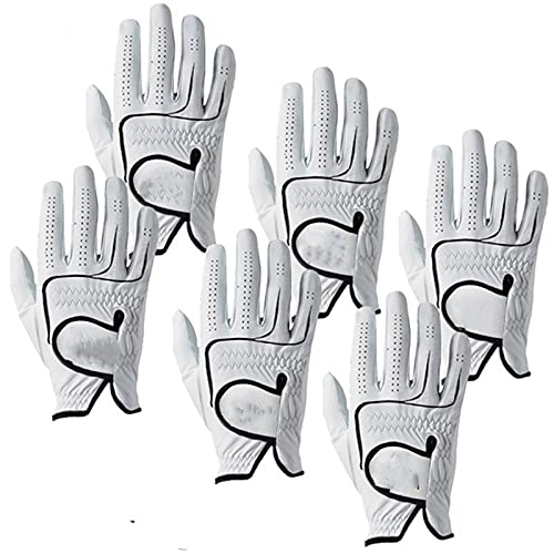 PACUM Golf Handschuh,Golf Gloves 6 stücke weiche Leder Herren golfhandschuhe Linke Hand recht Hand größe von klein bis XXL. (Color : 6 Pc-Right Hand, Size : S) von PACUM