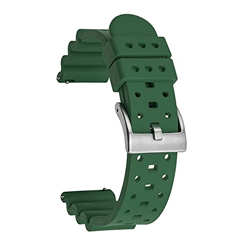 PACUM Silikon UhrenarmbäNder,UhrenarmbäNder 20mm 22mm 24mm Gummi Schnellreleaseband Frauen Männer Sportuhr Band Armband (Color : Green, Size : 22mm) von PACUM