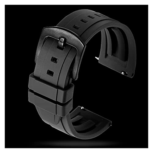 PACUM Silikon UhrenarmbäNder,UhrenarmbäNder Silikon-Gummi-Uhr-Armband 18mm 20mm 22mm Sport-Uhrband schwarz grünes Armband mit Quick-Release-Federstange (Color : Black, Size : 24mm Black Buckle) von PACUM