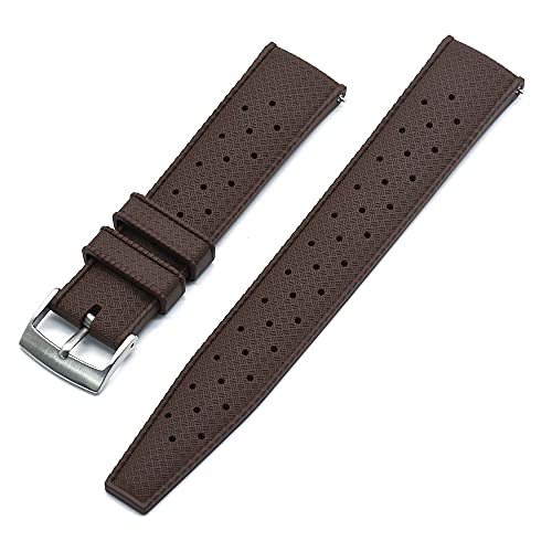 PACUM Silikon UhrenarmbäNder,UhrenarmbäNder Silikon-Gummi-Uhr-Armband 20mm 22mm Uhrenbanduhr-Armband wasserdichtes Armband (Color : Brown, Size : 20mm) von PACUM
