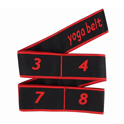 Yoga Stretch Gurt, Gymnastikband mit Schlaufen, Yoga Stretch Strap 8 Intensitätsstufen, Yoga Ligament Stretch Gurt für Yoga, Latein, Pilates, Tanz, Fitness (Rot) von PAEFIU