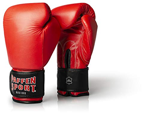 PAFFEN SPORT KIBO Fight Echtleder-Box- und Kampfsporthandschuhe für das Sparring; rot; 12UZ von PAFFEN SPORT