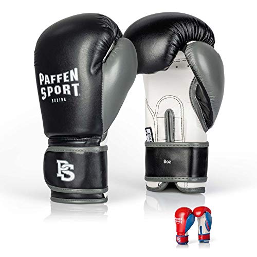 Paffen Sport «Kids» Kinder-Boxhandschuhe für das Training im Boxen, Kickboxen, Muay Thai, K1 und Anderen Kampfsportarten (Schwarz/Weiß/Grau, 8UZ) von PAFFEN SPORT