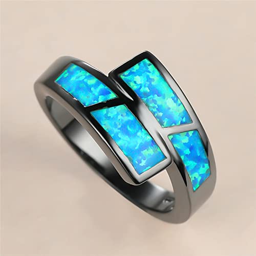 PAIHUIART Ring Ringe Rings Bijouterie Herren Damen Punk Weiblicher Blauer Opal-Stein-Ring-Charme-Schwarz-Gold-Große Trauringe Für Frauen-Luxusbraut-Geometrie-Verlobungsring 9 von PAIHUIART