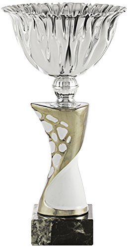 PALLART 7150 – 4 Trophäe Sport mit Red Kräuselband PLT Design 25 cm, Silber, Einheitsgröße von PALLART