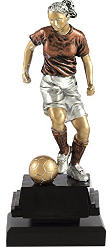 PALLART 7401 – 1 mit Design Spielerin Trophäe Sport Fußball führt Ball 25 cm, Kupfer, Einheitsgröße von PALLART