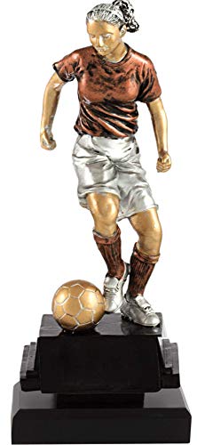 PALLART 7401 – 3 Trophäe Sport mit Design Figur Fußball weiblich dekoriert, Kupfer, Einheitsgröße von PALLART