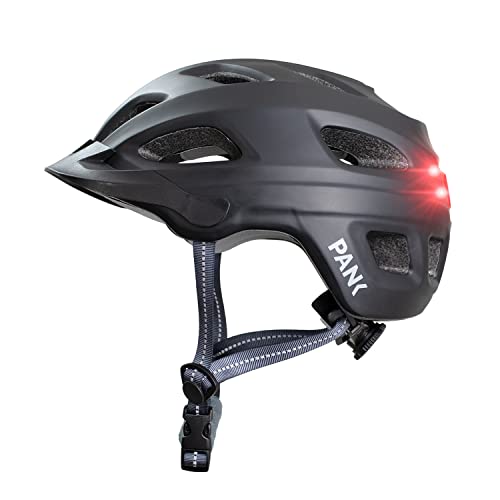 PANK Premium Fahrradhelm Herren Damen hochwertige und sehr Bequeme Polsterung mit CE Zertifizierung EN 1078 E-Scooter MTB Helm Trekking Rennrad Scooter Helm Fahrrad mit Licht, matt schwarz, 54-61 cm von PANK URBAN MOBILITY