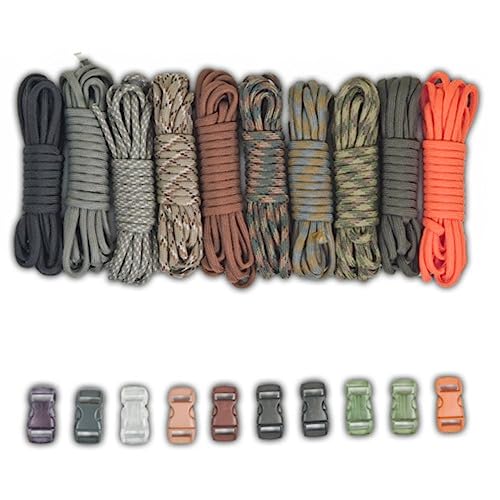 Paracord Planet Paracord Survival Bracelet Project Tan Colors Combo Kit with 100 Feet in 10 Colors and 10 Buckles von PARACORD PLANET