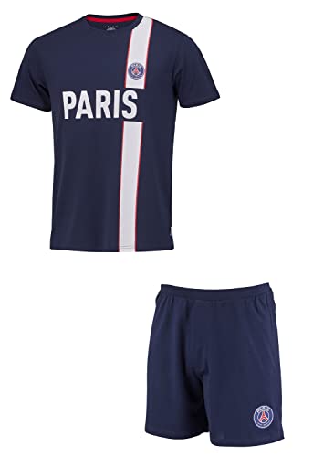 Paris Saint-Germain Herren-Schlafanzug, kurz, offizielle Kollektion des Paris Saint-Germain - Erwachsenengröße L blau von PARIS SAINT-GERMAIN
