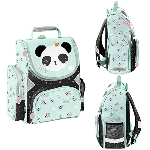 PASO Panda Bear School Backpack, Mint, M, Mint, M von PASO