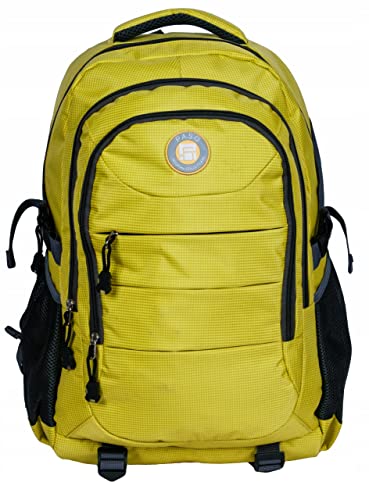 PASO Wasserdichter Sportrucksack für Damen und Herren - Bequemer Schulrucksack für Jungen und Mädchen - Leichter und ergonomischer Wanderrucksack - Schultasche - Gelb von PASO