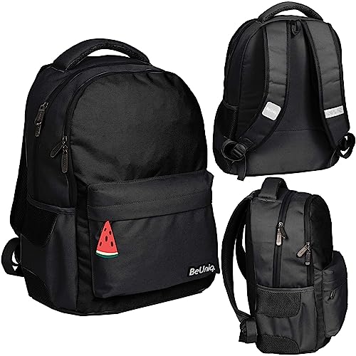PASO Youth School Backpack Black 2 Compartments BeUniq Watermelon, Black, L, Black von PASO