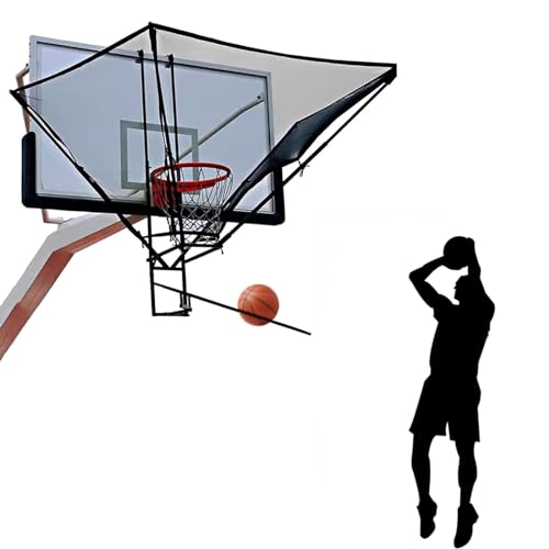 Basketball-Fänger-Rücklaufnetz für Jugendliche/Erwachsene/Kinder, Faltbarer Basketball-Rebounder aus Metall für Zuhause, Hof, Schule, Fitnessstudio (Black) von PASPRT