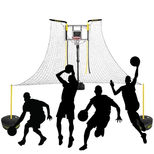 Basketball-Rebounder-Fänger-Trainer, groß, für Wandkörbe/traditionelle Stangen, automatischer Basketball-Rücklauf-Netzschutz (Ball Return+Adult Gloves) von PASPRT