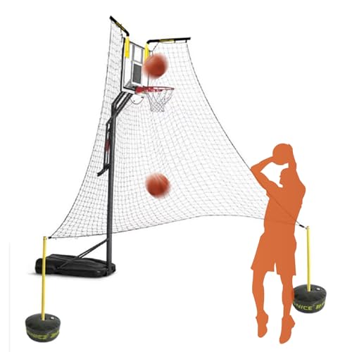 Basketball-Return-Aufsatz für Korb mit Netz, großes automatisches Schieß-Trainings-Rebounder-System, drehbar, Erwachsene, Teenager, Training zu Hause (Black) von PASPRT