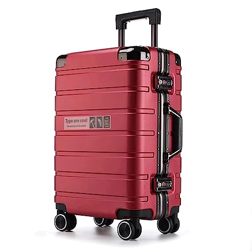 PASPRT Tragbarer Koffer, Koffer mit großem Fassungsvermögen, Zweireihige Schwenkräder, Gepäck, tragbar, sturzsicher, Reisekoffer, Sicherheits-Zahlenschloss (Red) von PASPRT