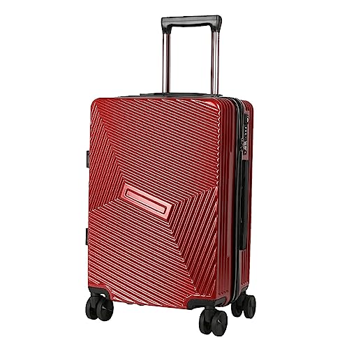 PASPRT Tragbarer Koffer, tragbarer Koffer, Aluminiumrahmen-Gepäck mit Spinner-Rädern, Handgepäck, sturzsicherer Sicherheitskoffer mit TSA-Verschluss (Red 20 in) von PASPRT