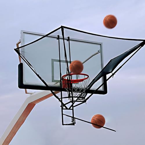 Schul-Basketballkorb-Ballrücklauf, um 180° drehbarer Doppelhaken-Basketball-Rebounder-Aufsatz für Dreier-/Sprungwürfe/Freiwurfübungen (Black) von PASPRT