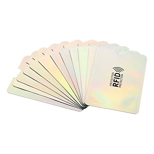 PATIKIL 12Stk RFID Sperrhülsen Kreditkarte Hüllen Karten Beschützer Halterung Identität Diebstahl Schutz Aluminum Wasserdicht Kontaktlos für NFC Verwendung Silber von PATIKIL
