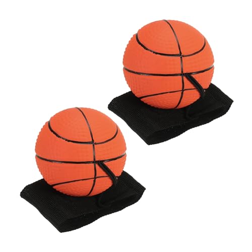 PATIKIL 2,5 Zoll Sport-Handgelenkball, 2 Stück Basketball-Gummiband-Handgelenk-Rückprallball für sportliche Aktivitäten, Fluoreszierendes Orange von PATIKIL