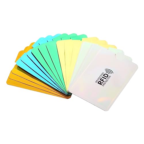 PATIKIL 25Stk RFID Sperrhülsen Kreditkarte Hüllen Karten Beschützer Halterung Identität Diebstahl Schutz Aluminum Wasserdicht Kontaktlos für NFC Verwendung Gelb Blau von PATIKIL