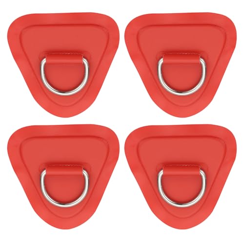PATIKIL 3,5" Paddle Board D-Ringe, 4 Stück Edelstahl D-Ring PVC Patch Pad Kein Kleber enthalten für Schlauchboot Kajak aufblasbares Boot Surfbrett, Rot von PATIKIL
