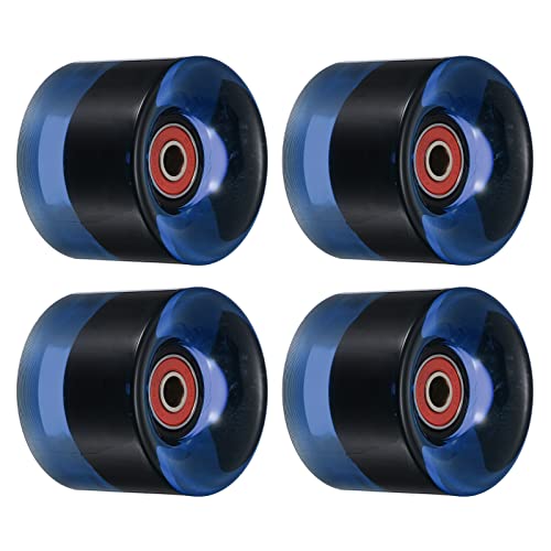 PATIKIL 4 Stück 60mm Longboard Rollen mit Lager ABEC-9 Skateboard Rad Straße Rollen für Skateboards Cruiser Räder Ersatz 80A Klar Blau Rot von PATIKIL