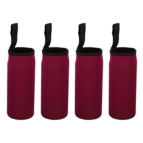 PATIKIL 65mmx180mm 4Pack Wasserflasche Hülse Neopren Isolierte Flasche Tasche Tragetasche Halter mit Fingerriemen Wein Rot von PATIKIL