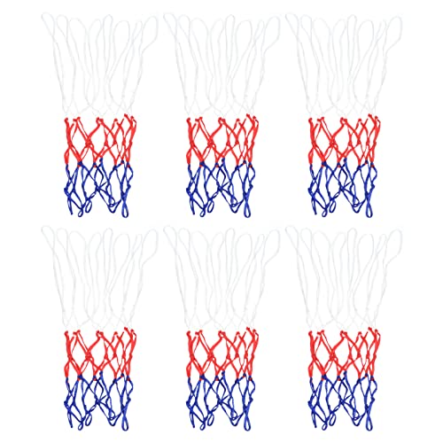 PATIKIL 8 Schleifen 12" Durchm. Mini Basketballnetz Ersatz 6 Pack PP Basketball Reifen Netz Kante Netze Stabil für Innen Draußen Weiß Rot Blau von PATIKIL