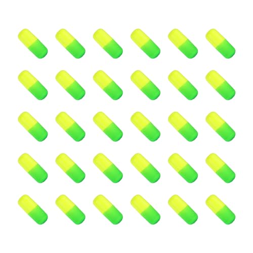 PATIKIL Angelschaum-Floats 0,7 Zoll, 30 Stück Snell-Floats Fliegenfischen-Bissanzeiger für Pompano-Floats Walleye-Rig-Köder, grün gelb von PATIKIL