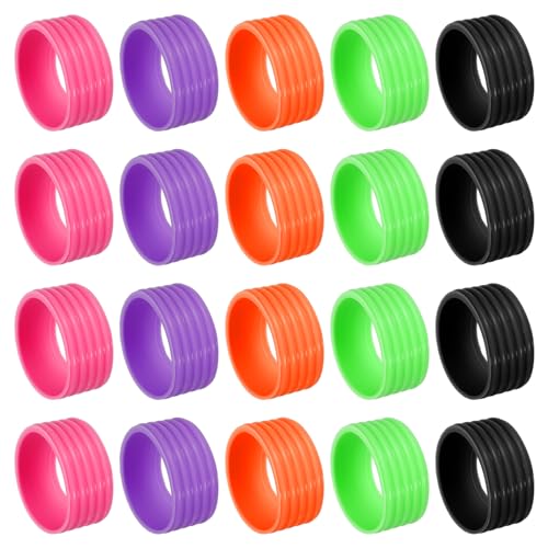 PATIKIL Badminton Schläger Griff Ring, 20er Packung Racket Fixierungsring Griffband Gummi Ring rutschfest absorbierend Overgrip in 5 Farben von PATIKIL