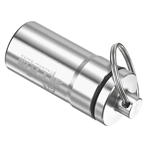 PATIKIL Dart-Zubehör Aufbewahrungsbox, Aluminium Dart Soft Tips Aufbewahrungsbox mit Schlüsselring für Dart Flight Protectors, O-Ringe, silberfarben von PATIKIL