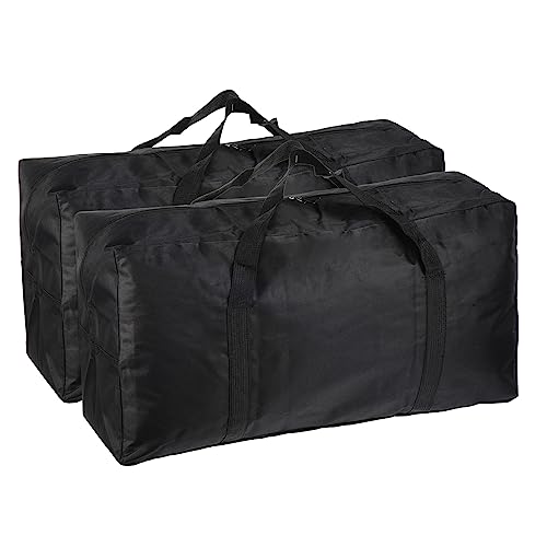 PATIKIL Lagerung Seesack Tasche 2 Pack Large Wasserdicht Ablagetasche mit Griff und Reißverschluss Faltbar Leichte Tote Taschen für Reisen Schwarz (26"x15.7"x7.8") von PATIKIL