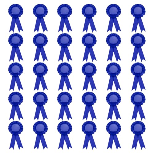 PATIKIL Leere Auszeichnungsschleife, 30 Stück Preisschleife Auszeichnung Medaille Gewinnerschleife Anerkennung Teilnahmeschleife für Wettbewerb, Sportveranstaltung und Party, Blau von PATIKIL