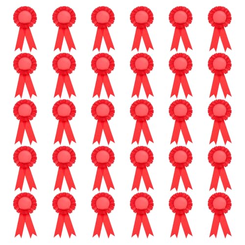 PATIKIL Leere Auszeichnungsschleife, 30 Stück Preisschleife Auszeichnung Medaille Gewinnerschleife Anerkennung Teilnahmeschleife für Wettbewerb, Sportveranstaltung und Party, Hochzeit, Rot von PATIKIL