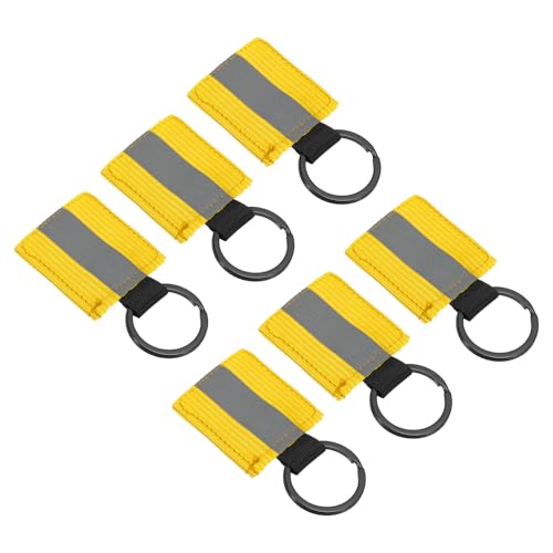 PATIKIL Reflektoren Anhänger Schlüsselanhänger Tag, 6 Stück Sicherheits Reflektor Anhänger Schlüsselanhänger Streifenetikett Charm aus Nylon für Rucksack Radfahren Gehen Laufen, Golden von PATIKIL