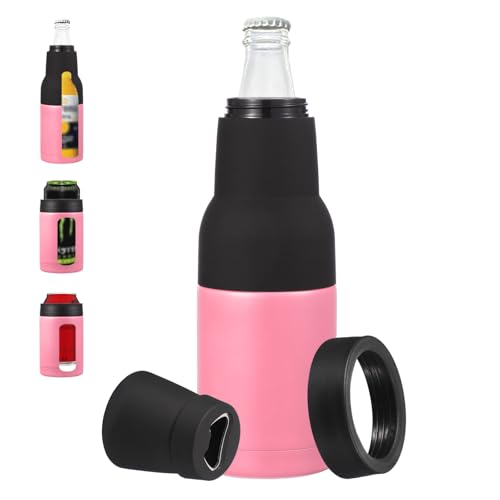 PATIKIL Schlanker Dosenkühler, 12 oz Skinny Can Isolierter Bierhülsen-Getränkehalter mit Flaschenöffner für Bier, Limonade, Kaffee, Normale Dosen und Flaschen, Pink von PATIKIL