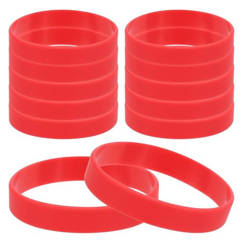PATIKIL Silikon-Armbänder, 12 Stück einfarbige Leere Stretch-Armbänder Sportelastische Gummibänder für Männer Frauen Erwachsene Teenager-Partygeschenke, Rot von PATIKIL