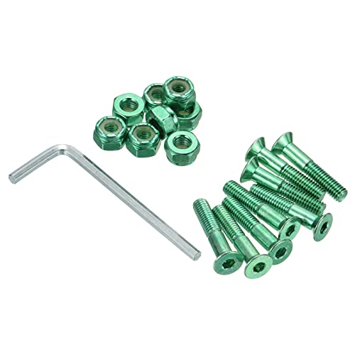 PATIKIL Skateboard Hardware Kit 1" Montage Schrauben Sechskant Kopf Bolzen Muttern Set mit Schraubenschlüssel für Langboard Cruiser Grün von PATIKIL