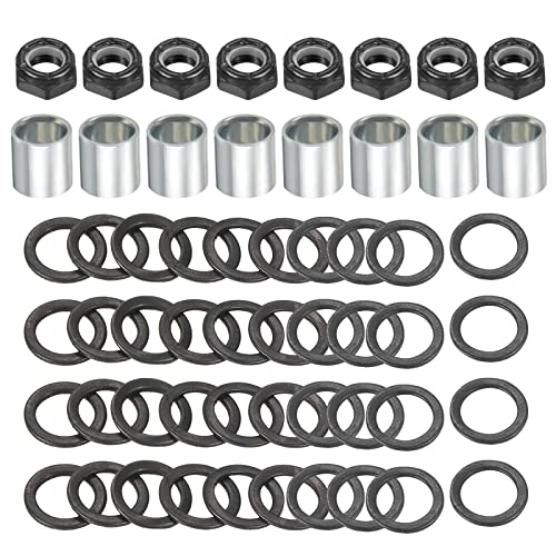 PATIKIL Skateboard Truck Hardware Kit Skateboard Truck Sperre Muttern Achse Unterlegscheiben Distanzstück Drehzahlringe Reparatur Set für langboard Kreuzer Silber Schwarz von PATIKIL