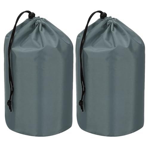 PATIKIL Stuff Sack, 2 Stück 5 x 10 Zoll Wasserdichter Outdoor-Aufbewahrungssack Tragbarer Zugband-Staubschutzbeutel Leichter Schlafsack für Camping Wandern Reisen, Dunkelgrau von PATIKIL