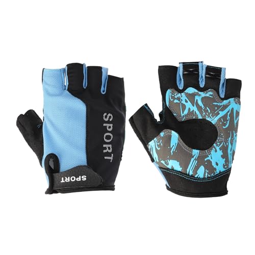PATIKIL Trainingshandschuhe für Frauen Männer, 1 Paar atmungsaktive Fingerlose Handschuhe mit vollständigem Handflächenschutz für Gewichtheben, Radfahren, Übungen, Fitness, Blau (Größe L) von PATIKIL