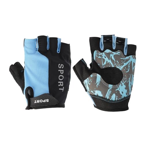PATIKIL Trainingshandschuhe für Frauen Männer, 1 Paar atmungsaktive Fingerlose Handschuhe mit vollständigem Handflächenschutz für Gewichtheben, Radfahren, Übungen, Fitness, Blau (Größe M) von PATIKIL