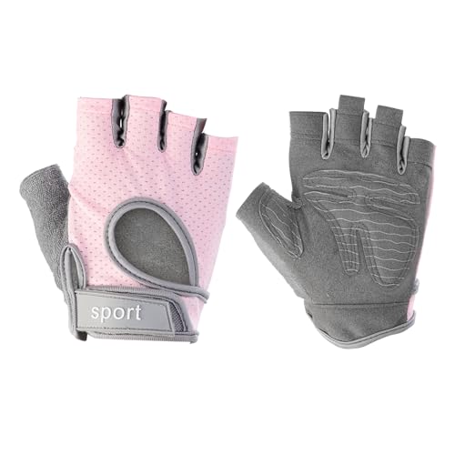 PATIKIL Trainingshandschuhe für Frauen Männer, 1 Paar atmungsaktive Fingerlose Handschuhe mit vollständigem Handflächenschutz für Gewichtheben, Radfahren, Übungen, Fitness, Pink (Größe L) von PATIKIL
