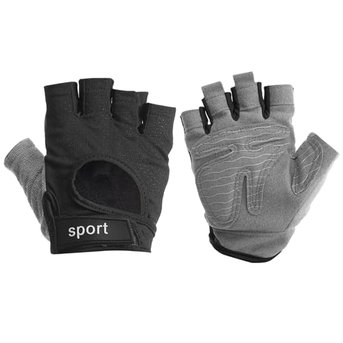PATIKIL Trainingshandschuhe für Frauen Männer, 1 Paar atmungsaktive Fingerlose Handschuhe mit vollständigem Handflächenschutz für Gewichtheben, Schwarz (Größe L) von PATIKIL