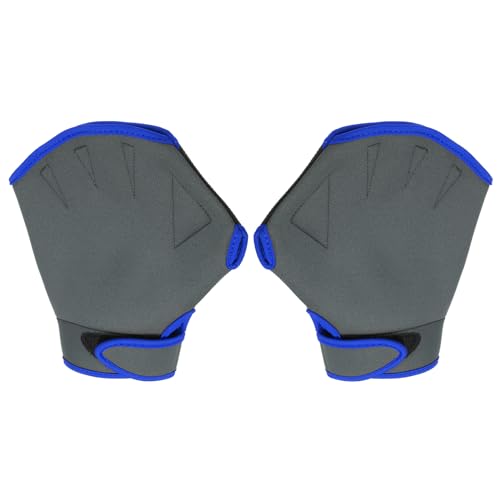 PATIKIL Webbed Schwimmhandschuhe, Unisex Schwimmwiderstandstraining Handschuhe mit Flossen für Schwimmen und Tauchen, L, Schwarz Blau von PATIKIL