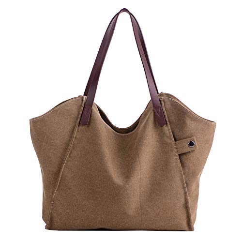 PB-SOAR Damen Canvas Shopper Schultertasche Tasche Handtasche Beuteltasche (Braun) von PB-SOAR